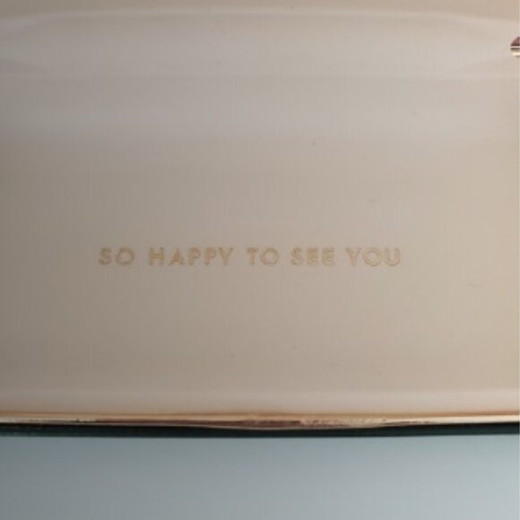 KATE SPADE Hardshell Eyewear Case Pink & Forest Green Goldtone Trim Storage Case - Picture 5 of 8